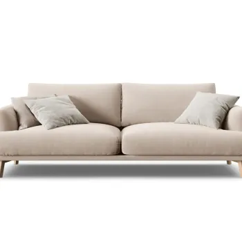 Canapea 3 locuri, Naomi, Micadoni Home, 200x95x75 cm, catifea, bej imagine