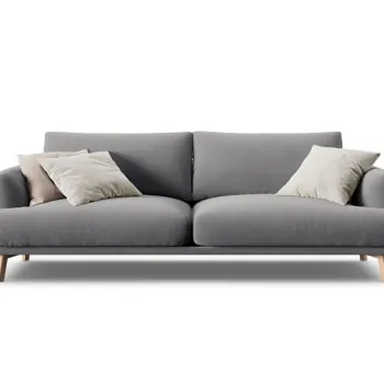 Canapea 3 locuri, Naomi, Micadoni Home, 200x95x75 cm, catifea, gri imagine