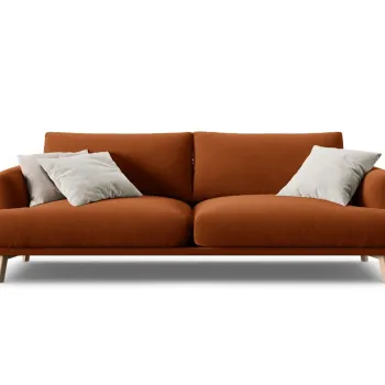Canapea 3 locuri, Naomi, Micadoni Home, 200x95x75 cm, catifea, teracota imagine