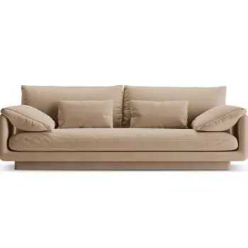 Canapea 3 locuri, Torino-184, Micadoni Home, 220x103x83 cm, catifea, bej sand imagine