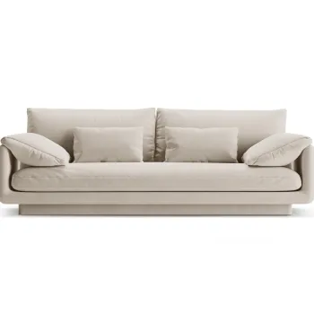 Canapea 3 locuri, Torino-184, Micadoni Home, 220x103x83 cm, catifea, ecru imagine