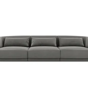 Canapea 3 locuri, Tulum, Cosmopolitan Design, 255x90x70 cm, catifea, gri deschis imagine