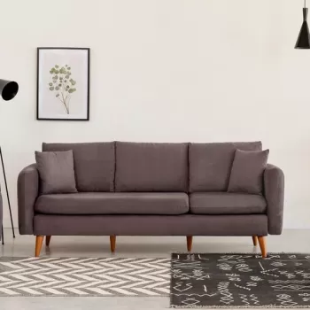 Canapea 3 locuri, Unique Design, 867UNQ1351, Lemn de pin, Antracit imagine