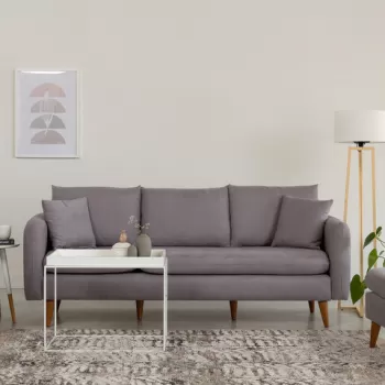 Canapea 3 locuri, Unique Design, 867UNQ1353, Lemn de pin, Gri imagine