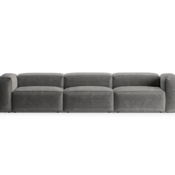 Canapea 4 locuri, Bergamo, Cosmopolitan Design, 364x108x70 cm, catifea chenille raiata, gri deschis imagine