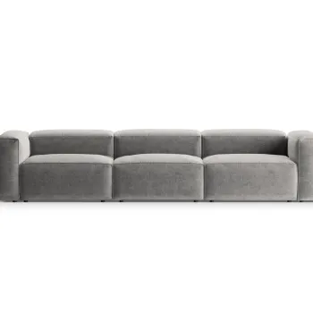 Canapea 4 locuri, Bergamo, Cosmopolitan Design, 364x108x70 cm, tesatura structurata, gri deschis imagine