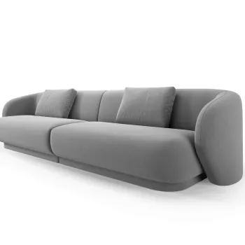 Canapea 4 locuri, Camden, Cosmopolitan Design, 304x102x72 cm, catifea, gri deschis imagine