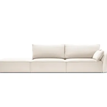 Canapea 4 locuri cotiera dreapta, Kaelle, Micadoni Home, BL, 264x110x85 cm, catifea, bej deschis imagine