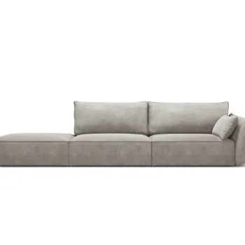 Canapea 4 locuri cotiera dreapta, Kaelle, Micadoni Home, BL, 264x110x85 cm, poliester chenille, gri deschis imagine