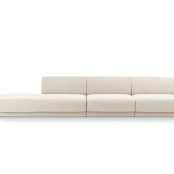 Canapea 4 locuri cotiera dreapta, Miley, Micadoni Home, BL, 325x85x74 cm, catifea, bej deschis imagine
