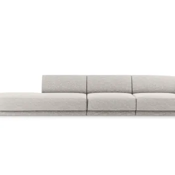 Canapea 4 locuri cotiera dreapta, Miley, Micadoni Home, BL, 325x85x74 cm, poliester chenille, gri deschis imagine