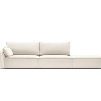 Canapea 4 locuri cotiera stanga, Kaelle, Micadoni Home, BL, 264x110x85 cm, catifea, bej deschis imagine