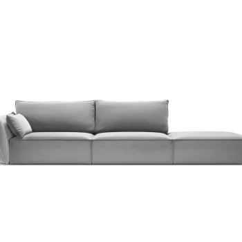 Canapea 4 locuri cotiera stanga, Kaelle, Micadoni Home, BL, 264x110x85 cm, catifea, gri imagine