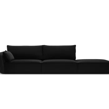 Canapea 4 locuri cotiera stanga, Kaelle, Micadoni Home, BL, 264x110x85 cm, catifea, negru imagine