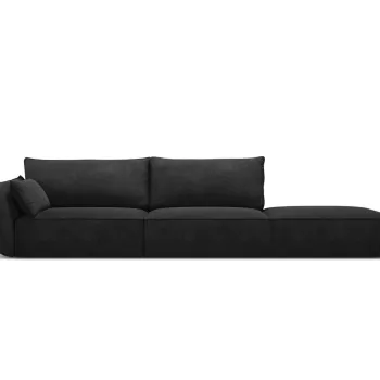 Canapea 4 locuri cotiera stanga, Kaelle, Micadoni Home, BL, 264x110x85 cm, poliester chenille, negru imagine