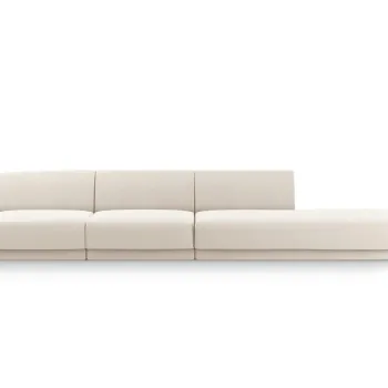 Canapea 4 locuri cotiera stanga, Miley, Micadoni Home, BL, 325x85x74 cm, catifea, bej deschis imagine