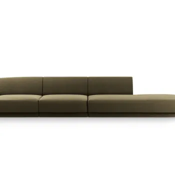 Canapea 4 locuri cotiera stanga, Miley, Micadoni Home, BL, 325x85x74 cm, catifea, verde imagine