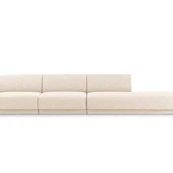 Canapea 4 locuri cotiera stanga, Miley, Micadoni Home, BL, 325x85x74 cm, poliester chenille, bej deschis imagine