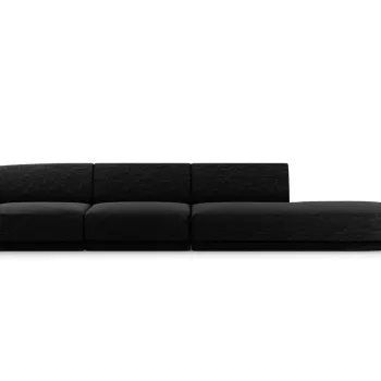 Canapea 4 locuri cotiera stanga, Miley, Micadoni Home, BL, 325x85x74 cm, poliester chenille, negru imagine
