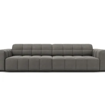 Canapea 4 locuri, Jennifer-51, Micadoni Home, 244x102x70 cm, catifea, gri deschis imagine