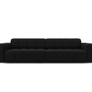 Canapea 4 locuri, Jennifer-51, Micadoni Home, 244x102x70 cm, catifea, negru imagine
