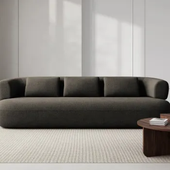 Canapea 4 locuri, Jenny-67, Micadoni Home, 226x90x73 cm, tesatura boucle, gri maroniu imagine