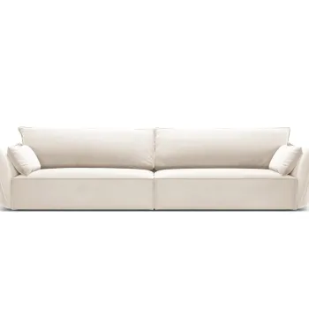 Canapea 4 locuri, Kaelle, Micadoni Home, BL, 248x110x85 cm, catifea, bej deschis imagine