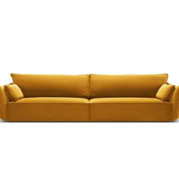 Canapea 4 locuri, Kaelle, Micadoni Home, BL, 248x110x85 cm, catifea, galben imagine