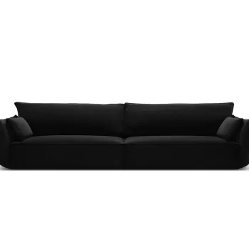 Canapea 4 locuri, Kaelle, Micadoni Home, BL, 248x110x85 cm, catifea, negru imagine