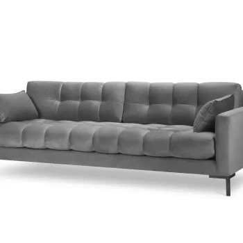 Canapea 4 locuri, Mamaia, Micadoni Home, BL, 217x92x75 cm, catifea, gri deschis imagine