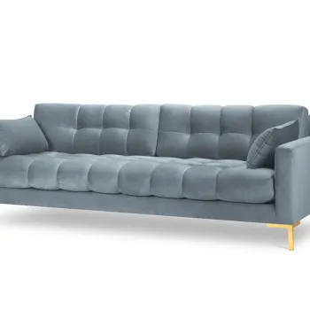 Canapea 4 locuri, Mamaia, Micadoni Home, GL, 217x92x75 cm, catifea, albastru deschis imagine