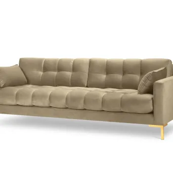 Canapea 4 locuri, Mamaia, Micadoni Home, GL, 217x92x75 cm, catifea, bej imagine