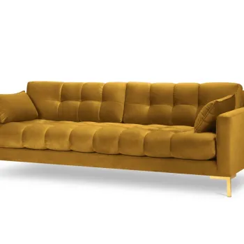 Canapea 4 locuri, Mamaia, Micadoni Home, GL, 217x92x75 cm, catifea, galben imagine