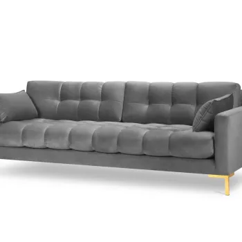 Canapea 4 locuri, Mamaia, Micadoni Home, GL, 217x92x75 cm, catifea, gri deschis imagine