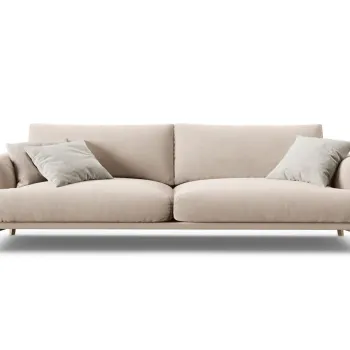 Canapea 4 locuri, Naomi, Micadoni Home, 230x95x75 cm, catifea, bej imagine