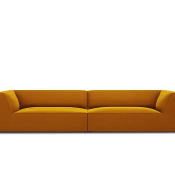 Canapea 4 locuri, Ruby, Micadoni Home, BL, 302x93x69 cm, catifea, galben imagine