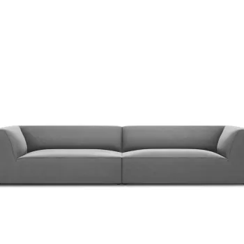Canapea 4 locuri, Ruby, Micadoni Home, BL, 302x93x69 cm, catifea, gri imagine