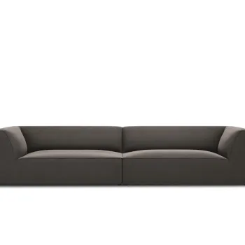 Canapea 4 locuri, Ruby, Micadoni Home, BL, 302x93x69 cm, catifea, gri inchis imagine