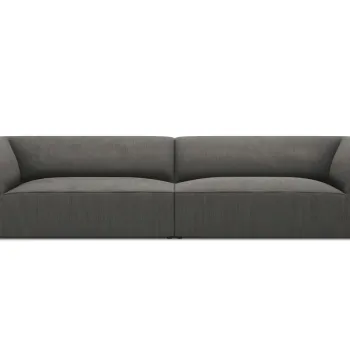 Canapea 4 locuri, Ruby, Micadoni Home, BL, 302x93x69 cm, velur, gri inchis imagine