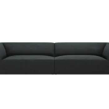 Canapea 4 locuri, Ruby, Micadoni Home, BL, 302x93x69 cm, velur, negru imagine