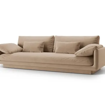 Canapea 4 locuri, Torino-184, Micadoni Home, 250x103x83 cm, catifea, bej sand imagine