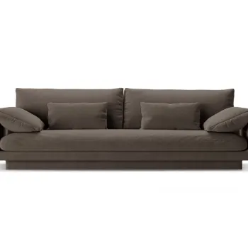 Canapea 4 locuri, Torino-184, Micadoni Home, 250x103x83 cm, catifea, gri ebony imagine