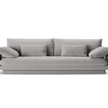 Canapea 4 locuri, Torino-211, Micadoni Home, 250x103x83 cm, tesatura structurata chenille, gri deschis imagine