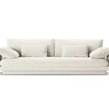 Canapea 4 locuri, Torino-211, Micadoni Home, 250x103x83 cm, tesatura structurata chenille, ivoriu imagine