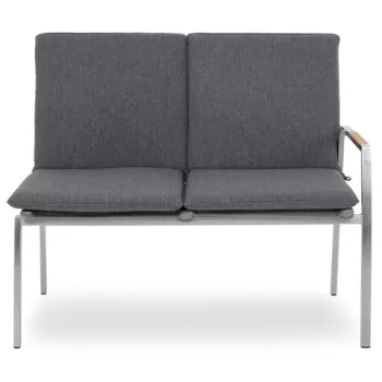 Canapea cu 2 locuri brat dreapta, Collodi, L.111.5 l.63 H.92.5 cm, inox, gri/natur imagine