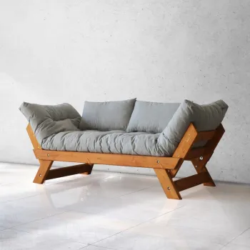 Canapea de gradina cu 2 locuri, Hanah Home, CPT8101-210, Tec / Gri imagine