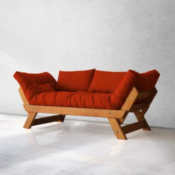 Canapea de gradina cu 2 locuri, Hanah Home, CPT8102-210, Tec / Rosu imagine