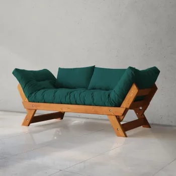 Canapea de gradina cu 2 locuri, Hanah Home, CPT8103-210, Teak / Verde petrol / imagine