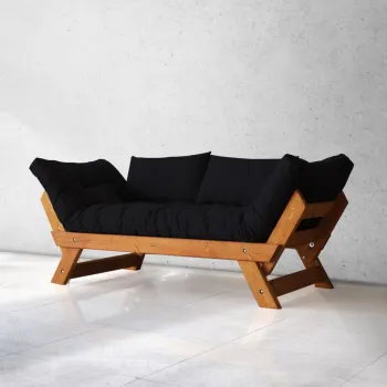 Canapea de gradina cu 2 locuri, Hanah Home, CPT8105-210, Tec / Negru imagine