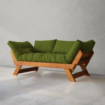 Canapea de gradina cu 2 locuri, Hanah Home, CPT8106-210, Teak / Verde imagine